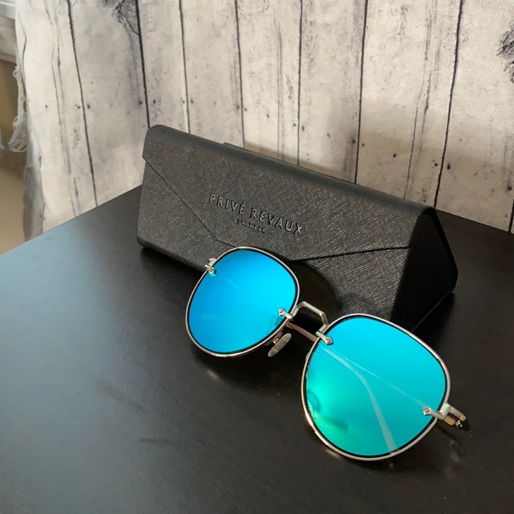 Privé Revaux Reflective Metal Frame Sunglasses with Padded Nosepieces